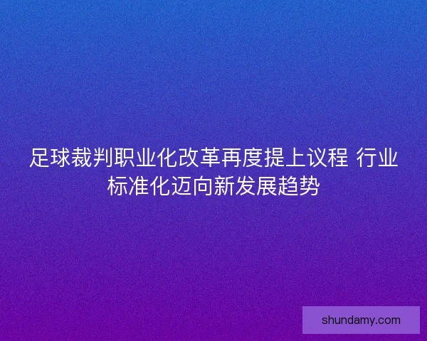 足球裁判职业化改革再度提上议程 行业标准化迈向新发展趋势
