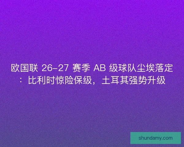 欧国联 26-27 赛季 AB 级球队尘埃落定：比利时惊险保级，土耳其强势升级